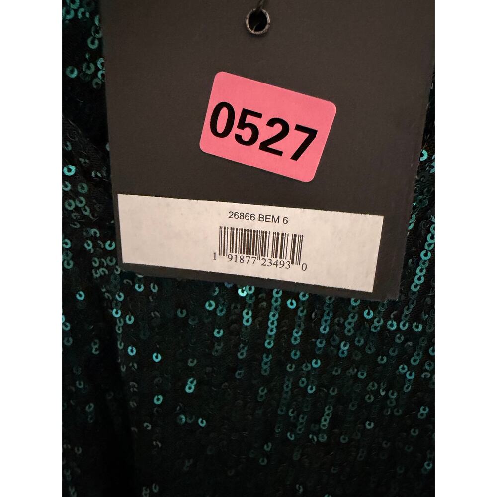 MAC DUGGAL Sequined Structured Bishop Sleeve Midi Dress - Picture 5 of 6